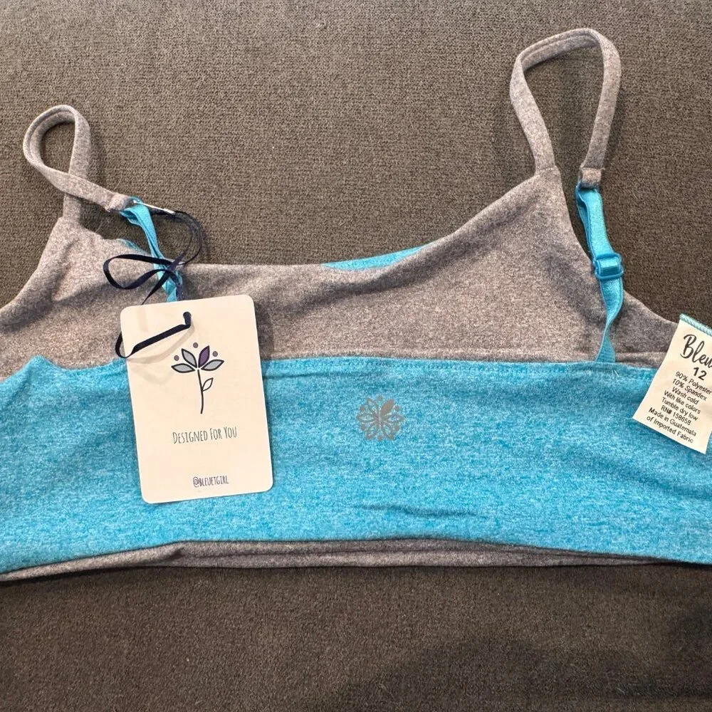 NWT Grey and Aqua Reversible Bluet Training Bra - Size 12 - Picture 2 of 6